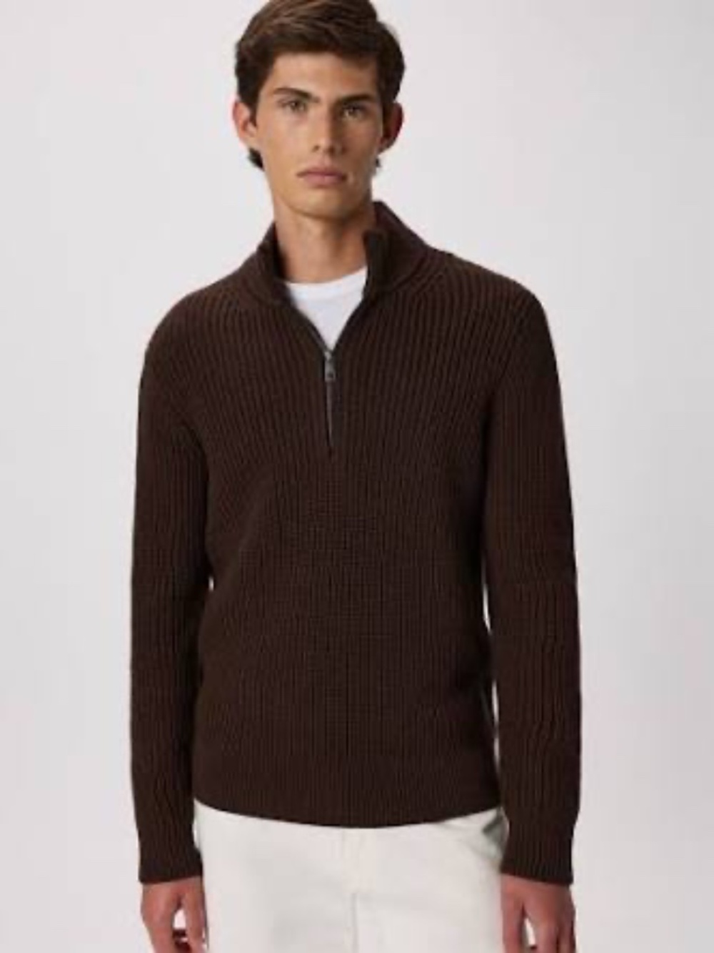 Woolx Boil Merino Wool Blend 3/4 Zip Pullover Sweatshirt Brown Mens Sz M